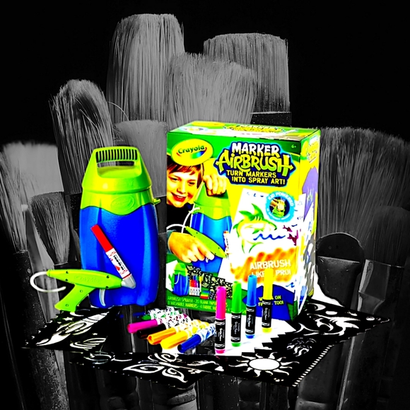 NIB Crayola Air Marker Sprayer Airbrush Kit Nom024657 Washable Markers & Paper - Picture 6 of 12